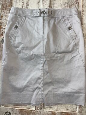 White House Black Market Light Gray Pencil Skirt with Belt Detail